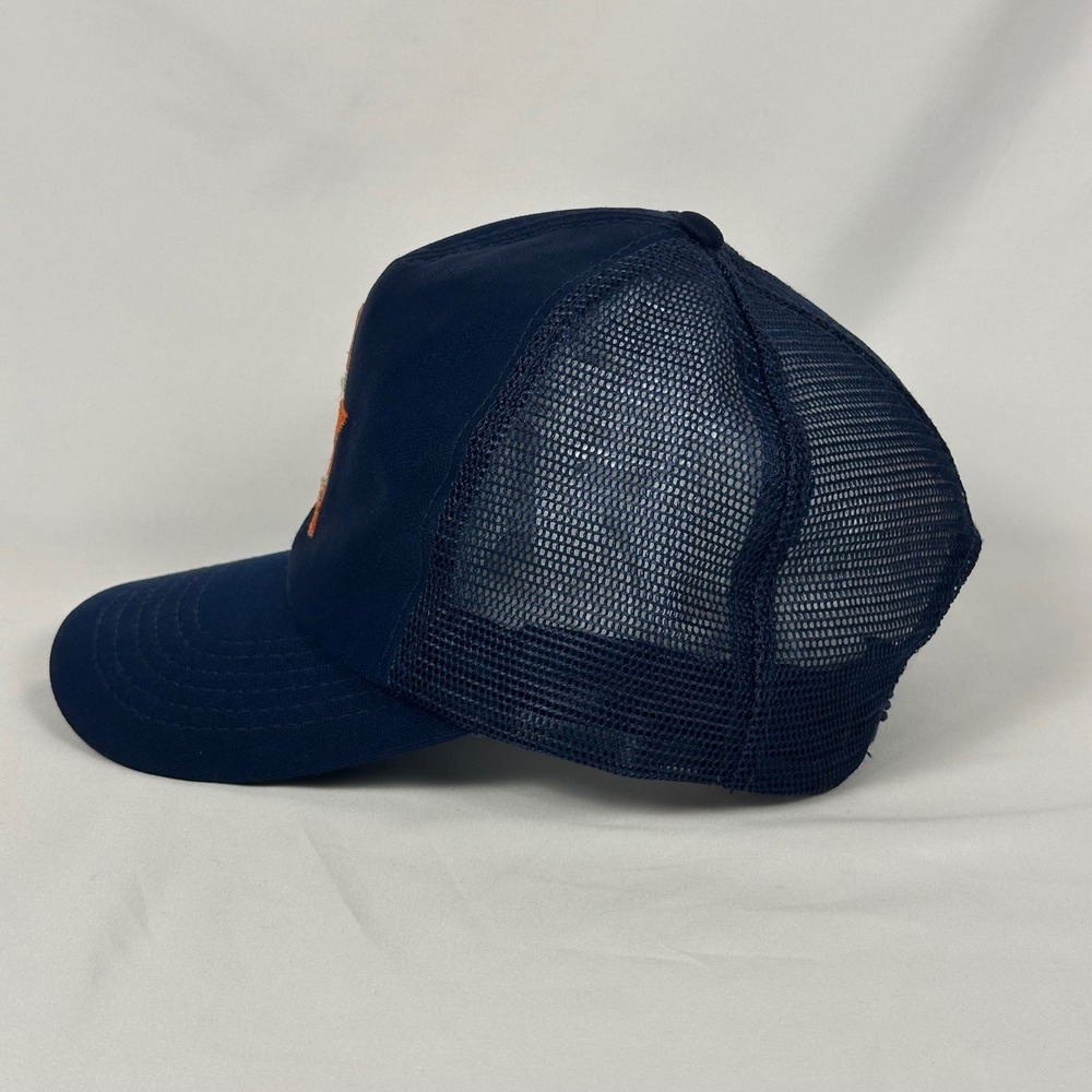 Vintage 90's Houston Astros Trucker Hat Men M/L Navy Blue Mesh Snapback UI Cap - Picture 3 of 12